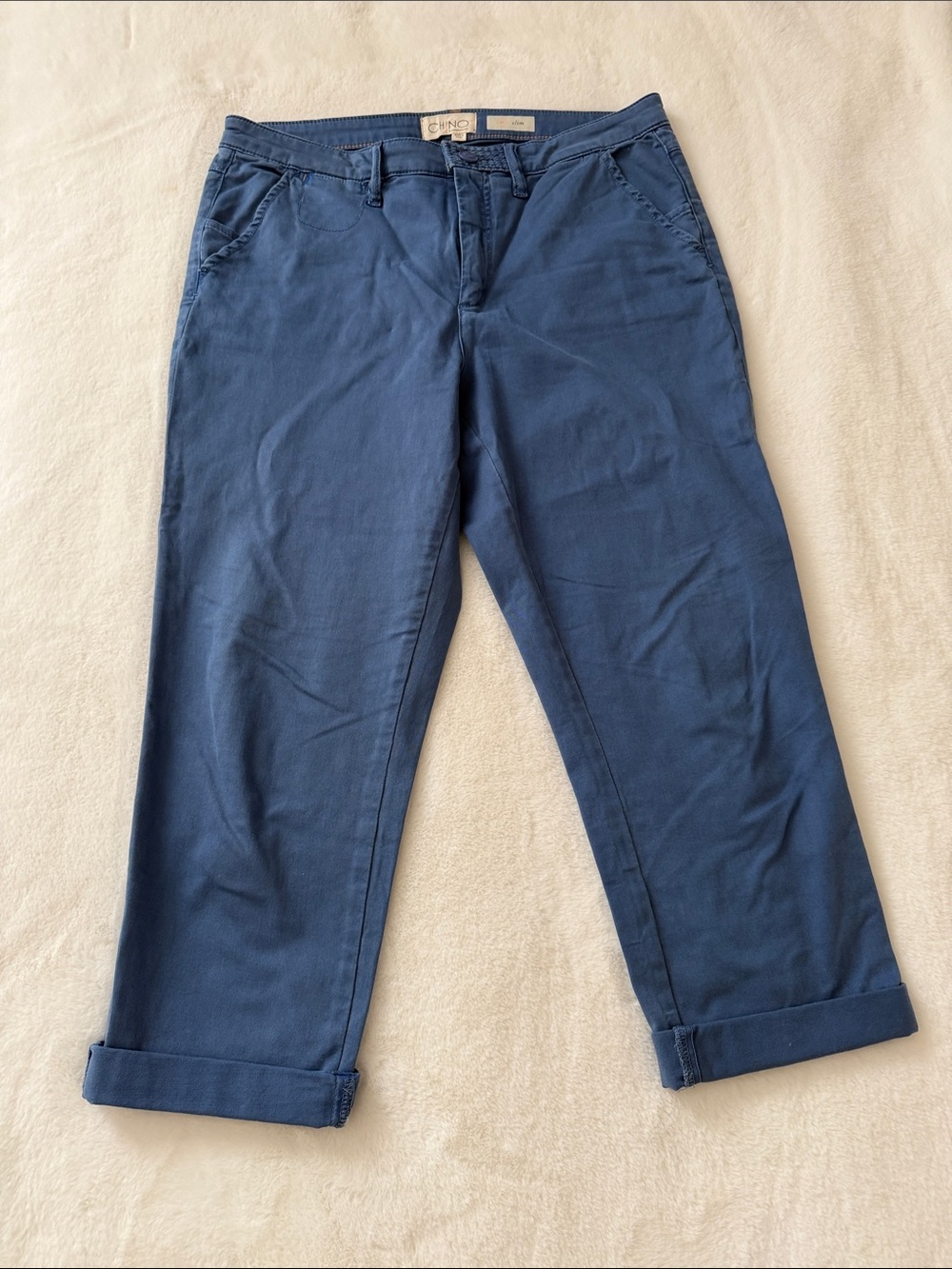 Chino by Anthropologie Slim Cropped Pants in Denim Blue